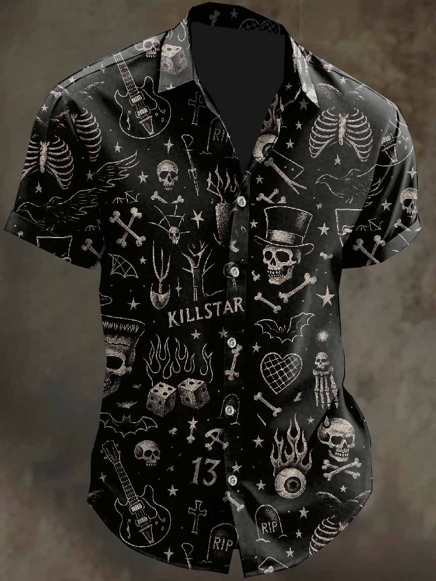 Men's Graffiti Print Casual Cotton Shirt