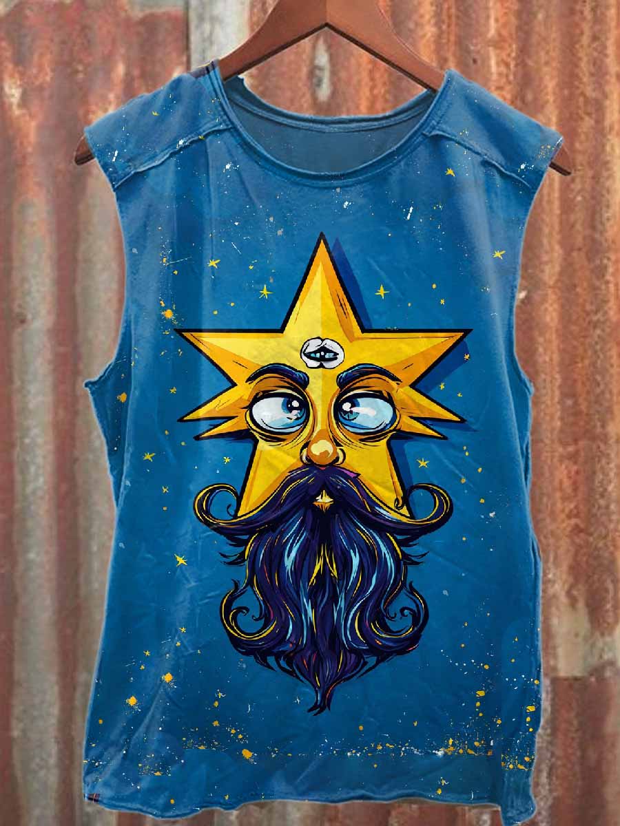 Mysterious World Printed Loose Fit Tank Top