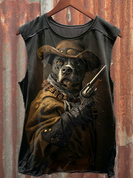 Men's Casual Funny Dog Printed Tank Top