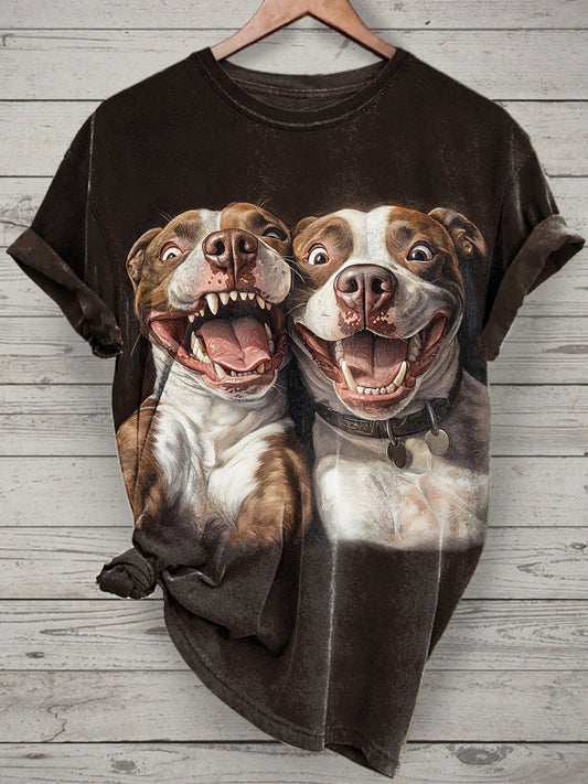 Unisex Animals Printed Vintage Fashion Loose Short Sleeve T-Shirt
