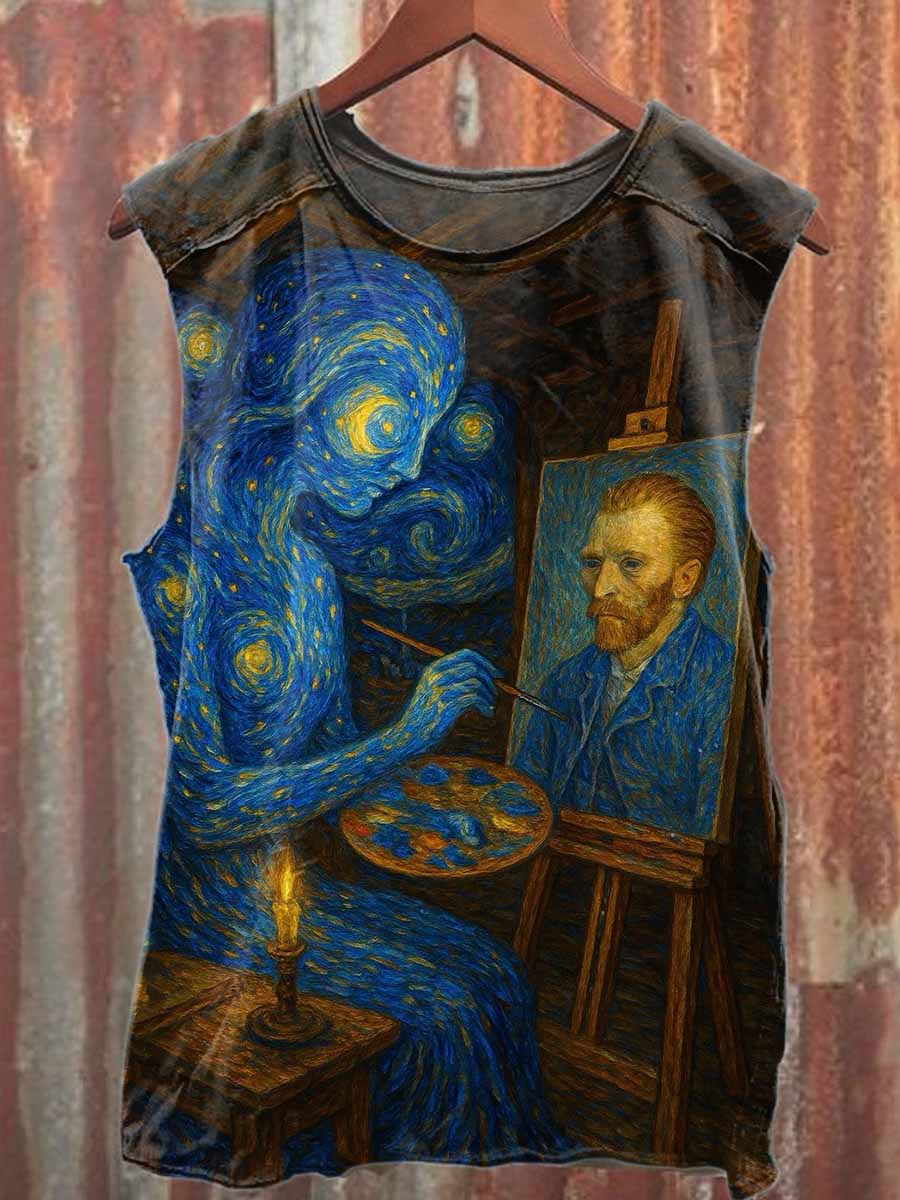 Mysterious World Printed Loose Fit Tank Top