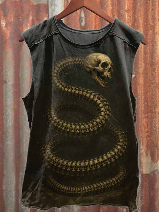 Skull Print Casual Cotton Tank Top