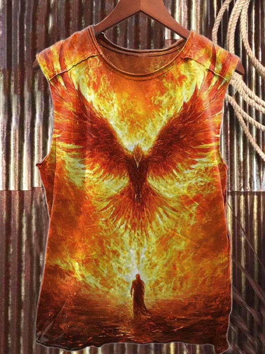 Retro Phoenix Nirvana Print Casual Cotton Tank Top