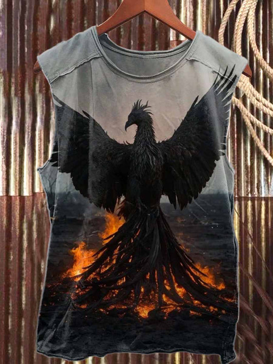Retro Phoenix Nirvana Print Casual Cotton Tank Top