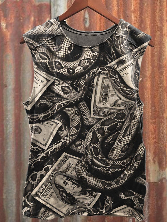 Men's Casual Dollar Printed Tank Top