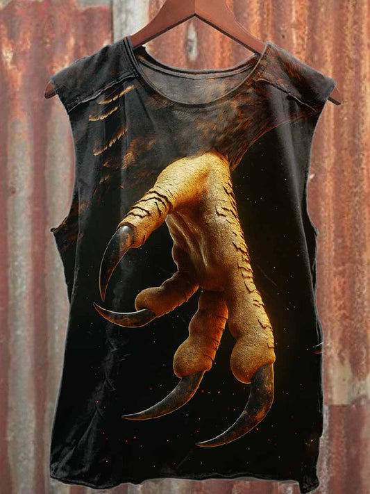 Retro Graffiti Print Casual Pure Cotton Tank Top