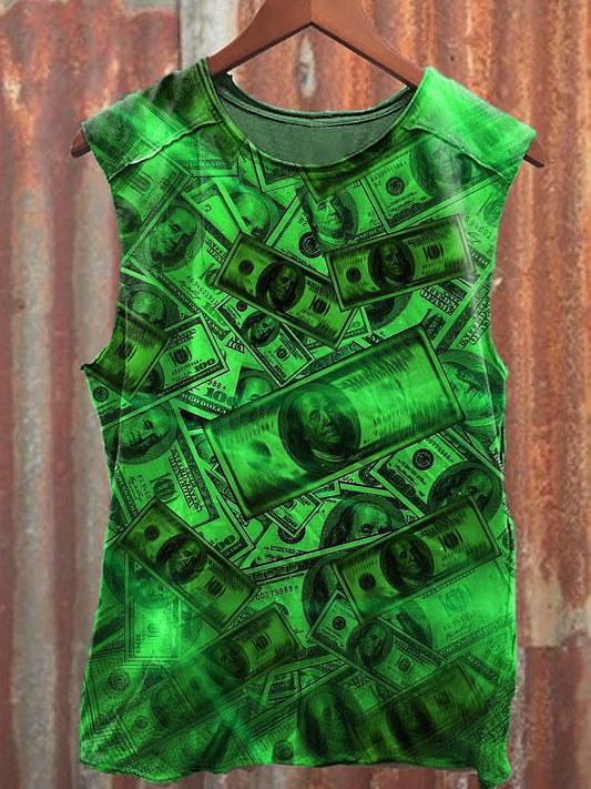 Men's Casual Dollar Printed Tank Top