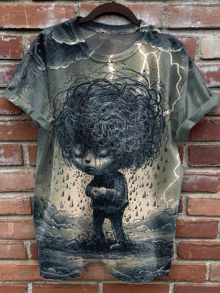 Retro Graffiti Print Casual T-Shirt