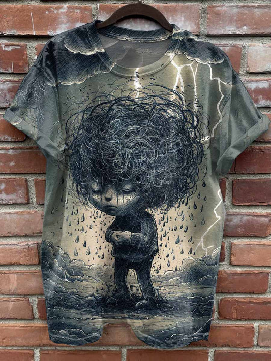Retro Graffiti Print Casual T-Shirt