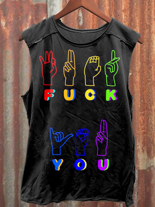 Men's Casual Fuck Printed Tank Top