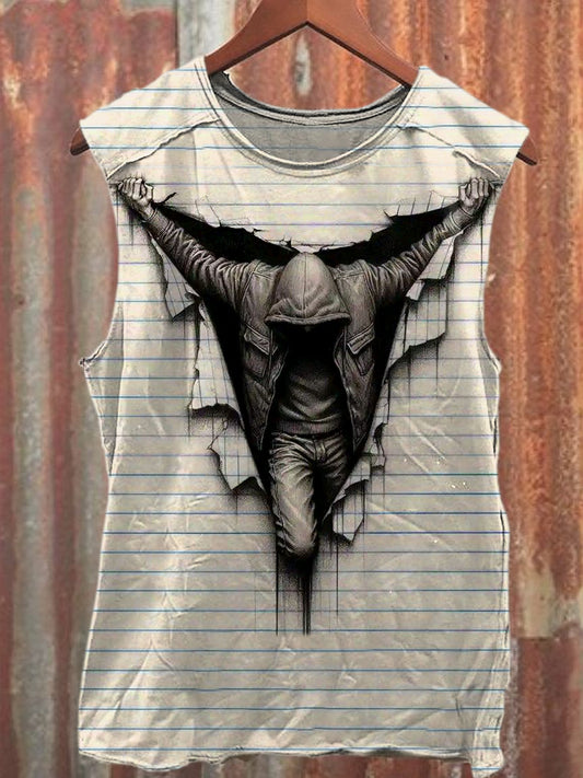 Men's Casual Tear Printed Tank Top