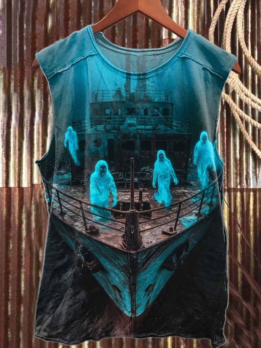 Retro Graffiti Print Casual Cotton Tank Top
