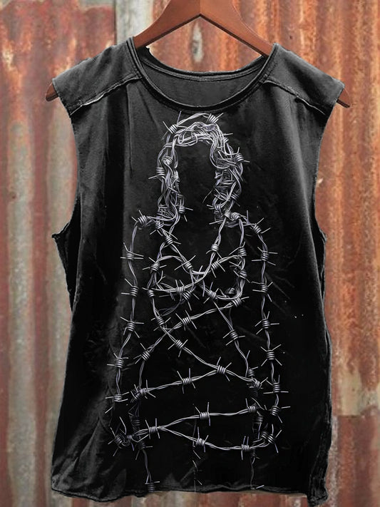Men's Casual Iron Wire Woman Printed Tank Top