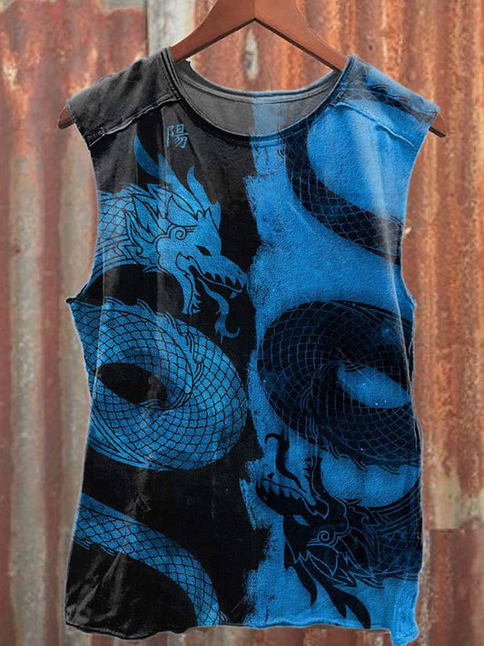 Retro Graffiti Print Casual Cotton Tank Top