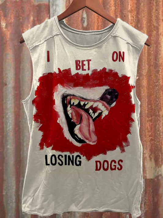 Retro Graffiti Print Casual Cotton Tank Top