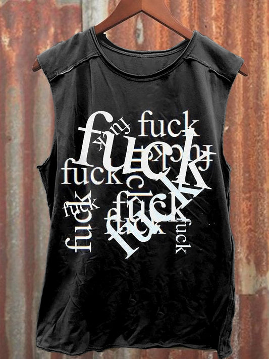 Men's Casual Fuck Printed Tank Top