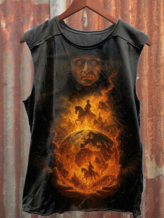 Vintage Printed Casual Cotton Tank Top