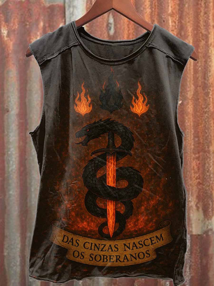 Vintage Printed Casual Cotton Tank Top