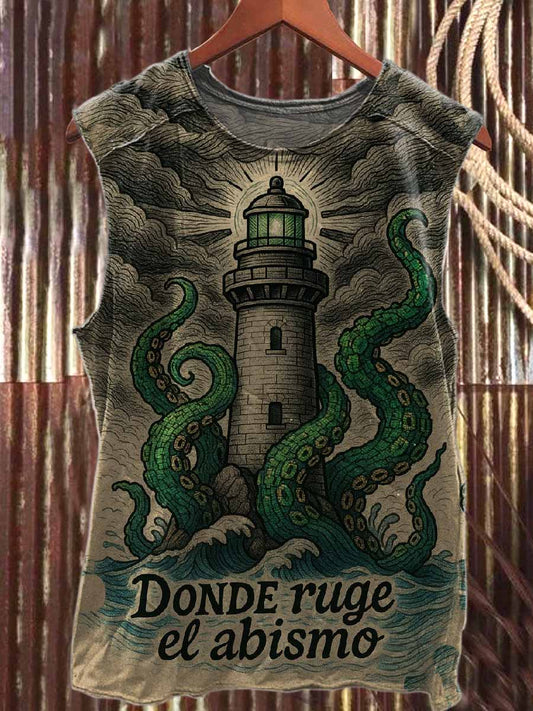 Vintage Printed Casual Cotton Tank Top