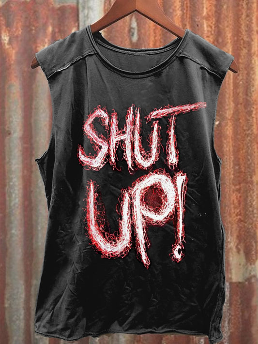 Men's Casual Shut Up Printed Tank Top