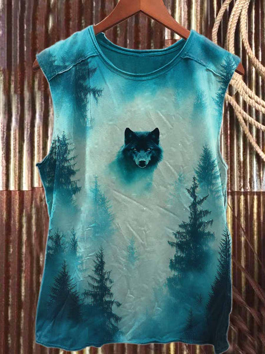 Vintage Timberwolves Print Casual Cotton Tank Top