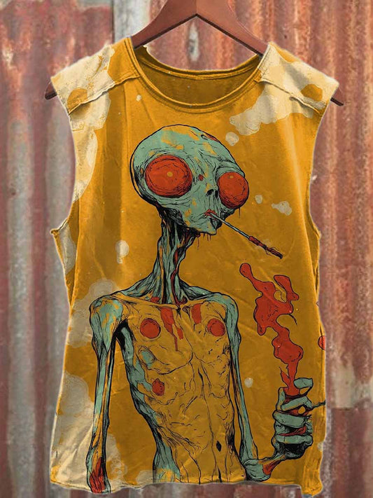 Vintage Printed Casual Cotton Tank Top
