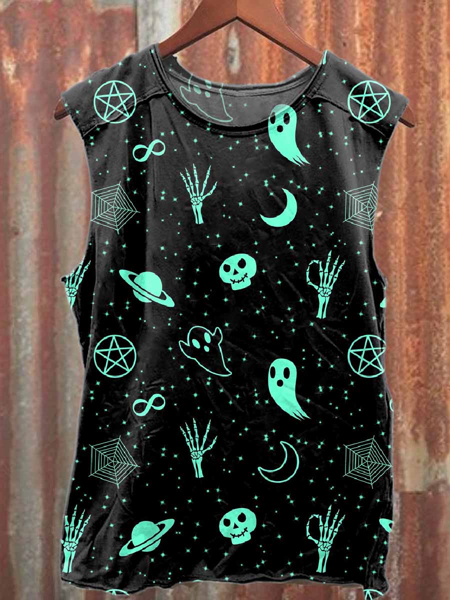 Retro Graffiti Print Casual Cotton Tank Top