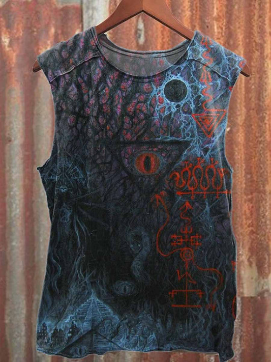 Vintage Printed Casual Cotton Tank Top