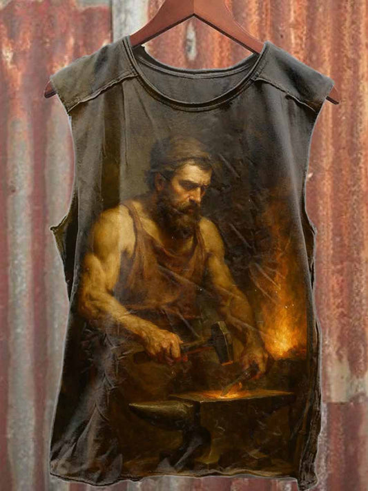 Vintage Artisan Print Casual Cotton Tank Top