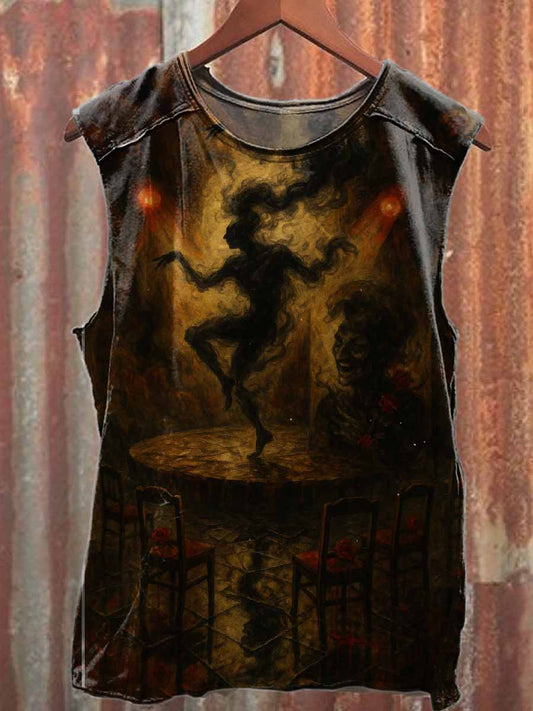 Retro Graffiti Print Casual Cotton Tank Top
