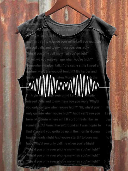 Retro Graffiti Print Casual Cotton Tank Top