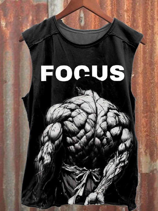 Retro Fitness Master Printed Casual Cotton Tank Top