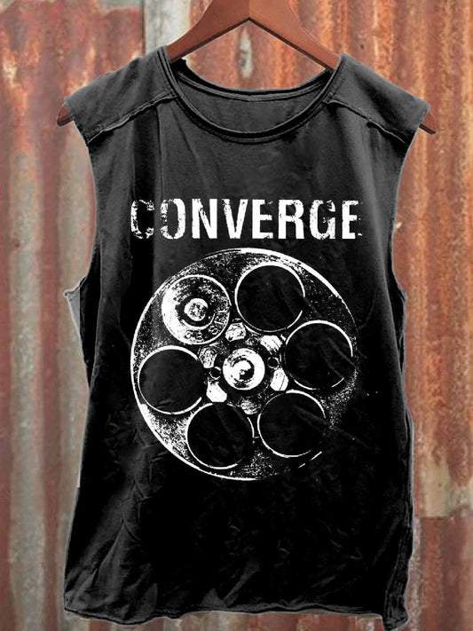 Retro Graffiti Print Casual Cotton Tank Top
