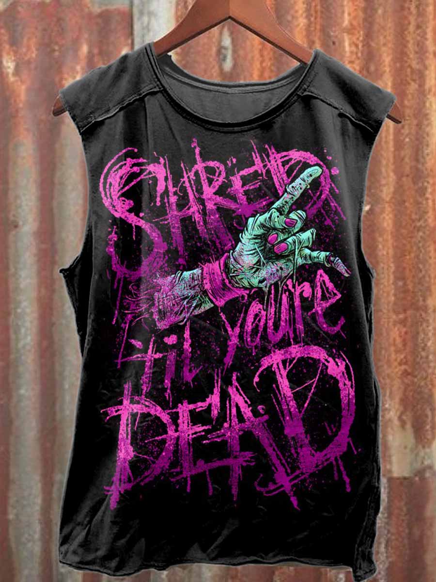 Retro Graffiti Print Casual Cotton Tank Top