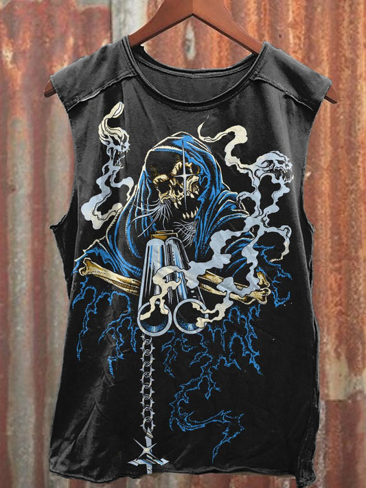 Men's Casual Skull Printed Tank Top