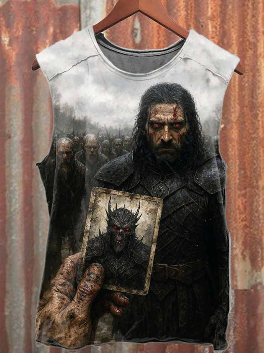 Vintage Warrior Print Casual Cotton Tank Top
