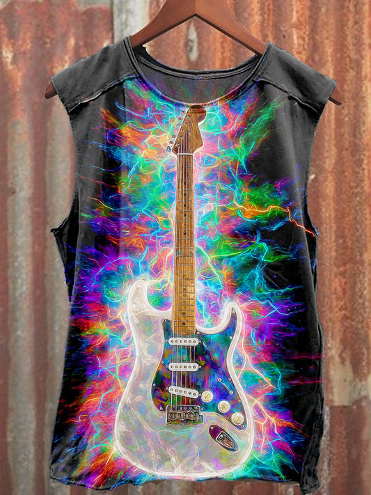 Men's Casual Color Guitar Printed Tank Top