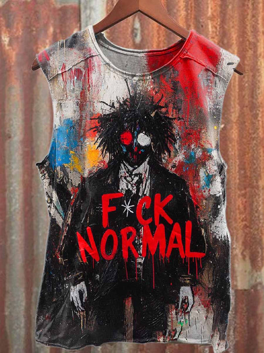 Retro Graffiti Print Casual Cotton Tank Top