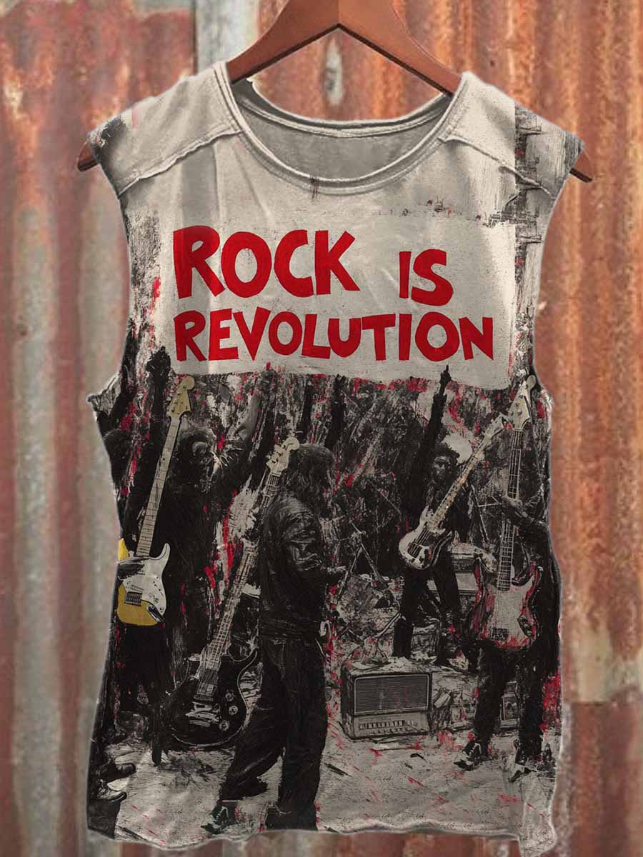 Retro Graffiti Print Casual Cotton Tank Top