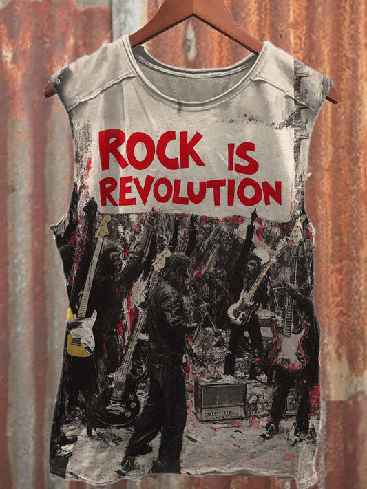 Retro Graffiti Print Casual Cotton Tank Top