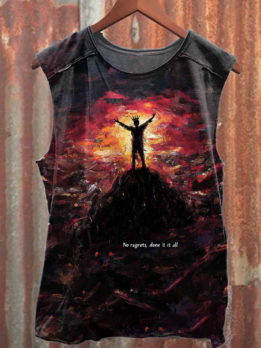 Retro Graffiti Print Casual Cotton Tank Top
