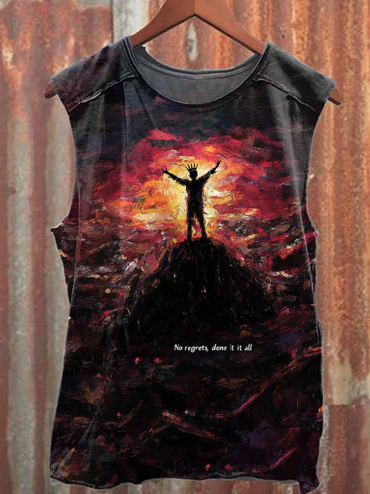 Retro Graffiti Print Casual Cotton Tank Top