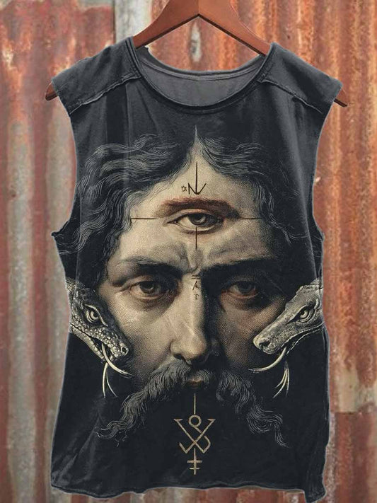 Vintage Printed Casual Cotton Tank Top