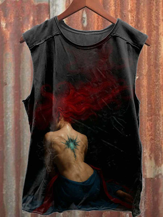 Vintage Printed Casual Cotton Tank Top