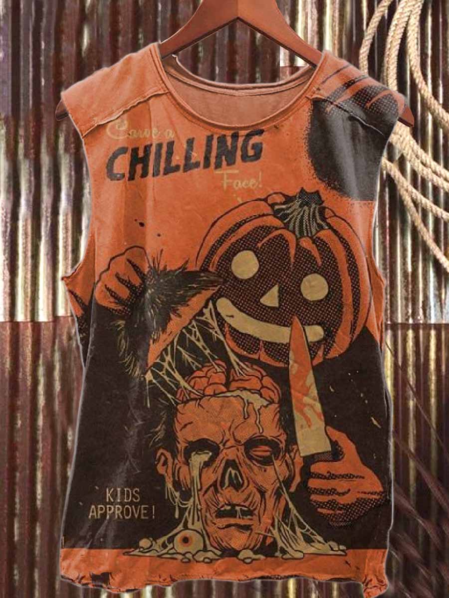 Vintage Halloween Art Print Cotton Tank Top