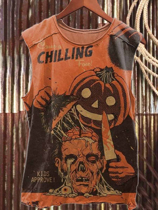 Vintage Halloween Art Print Cotton Tank Top