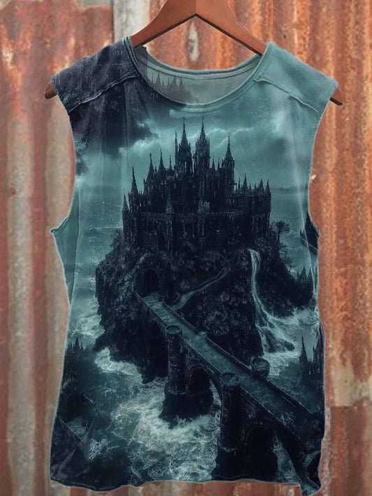 Vintage Printed Casual Cotton Tank Top