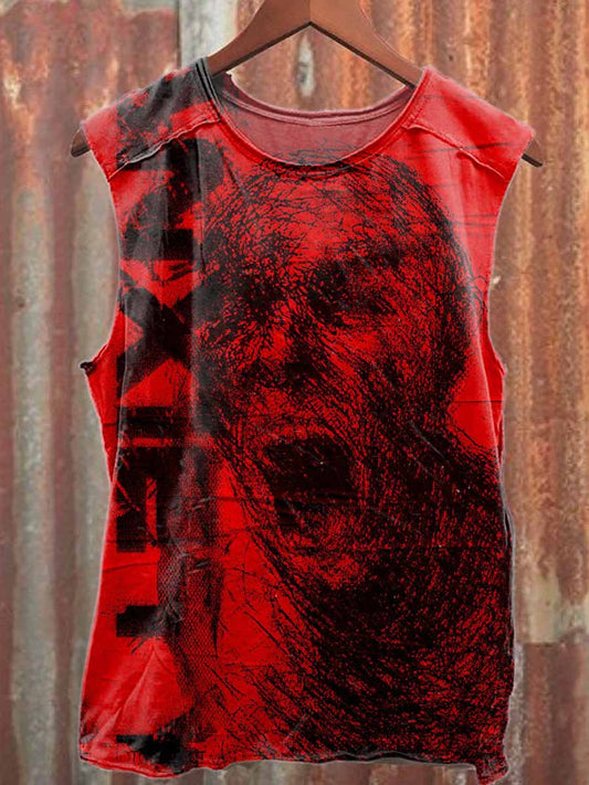 Vintage Midnight Hell Print Casual Cotton Tank Top