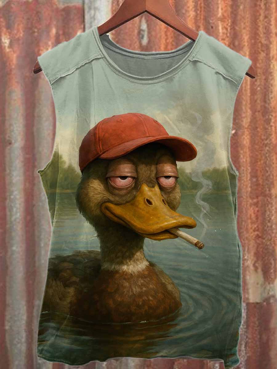 Funny Duck Print Casual Cotton Tank Top