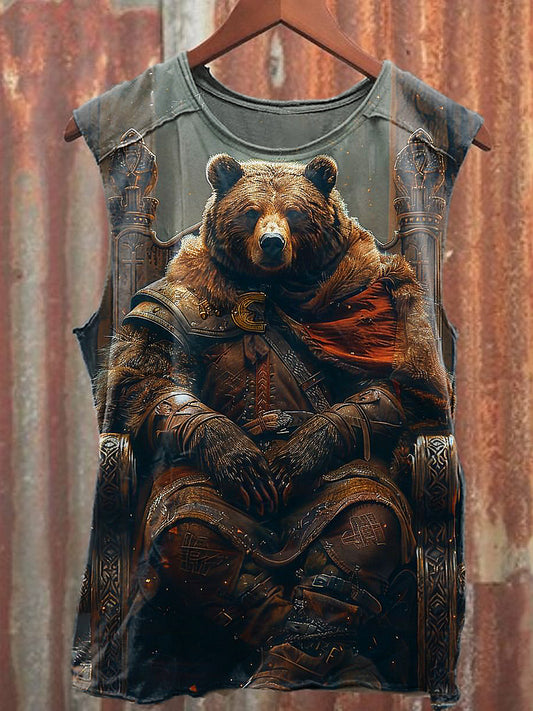 Men's Casual Bear Printed Tank Top